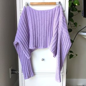 Cropped knit lavender sweater